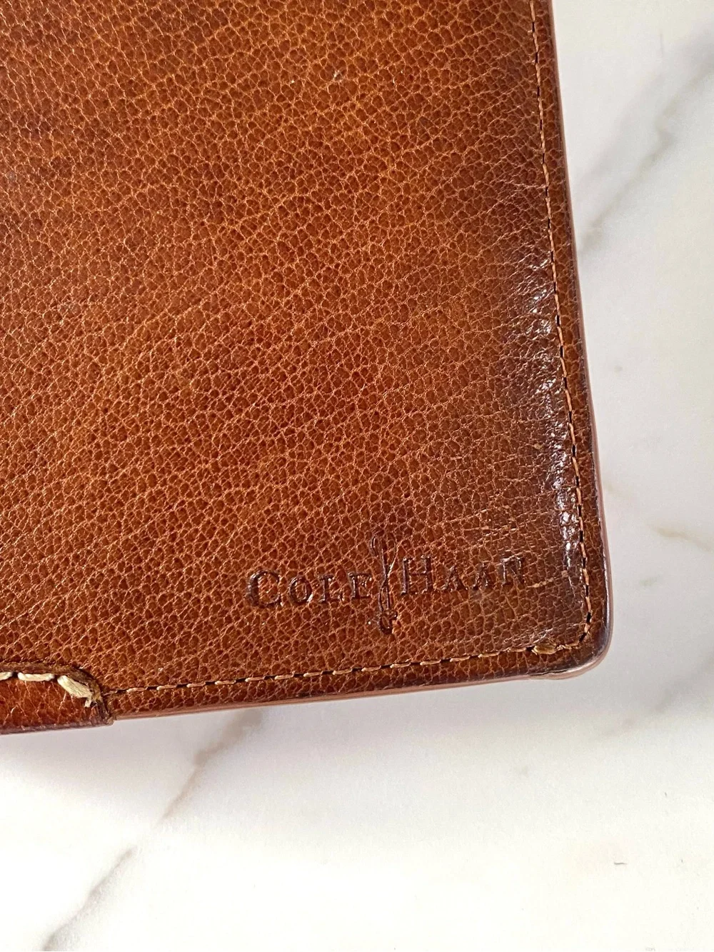 COLE HAAN- Brown Leather Long Wallet for Bills, Cards & Coins